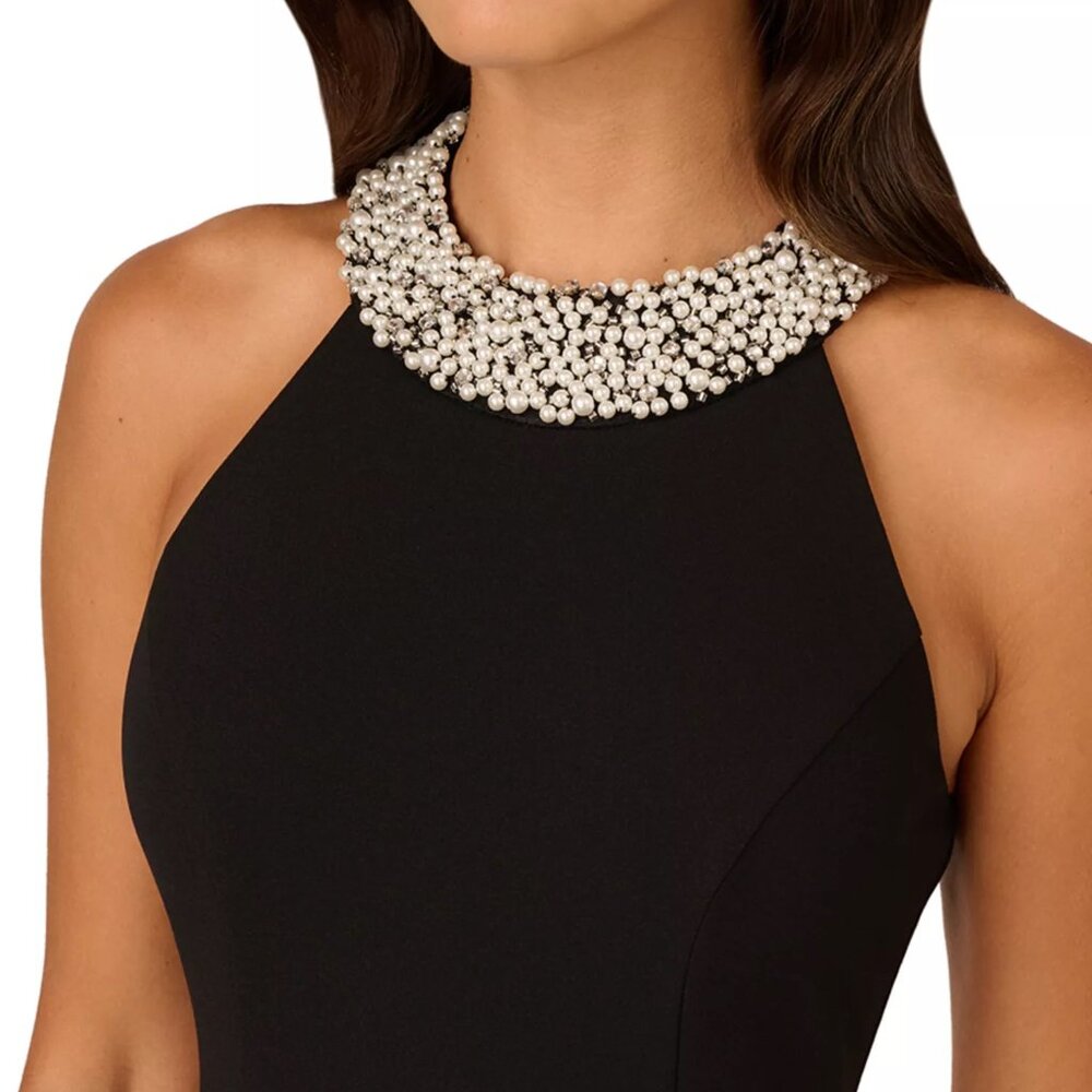Adrianna Papell Women's Embellished Halter-Neck Gown Black Size 4 - Picture 4 of 4